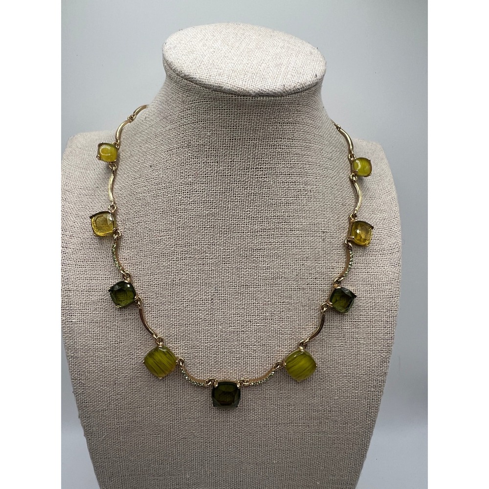 Green Rhinestone Dainty Formal Necklace Fairycore forestcore cottagecore